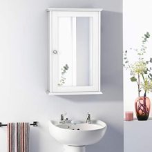 TANGKULA Mirrored Bathroom Cabinet, Wall Mount Storage Cabinet