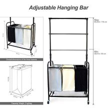 Laundry Hamper Basket with Removable Hanging Bar