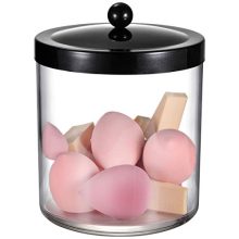 Bathroom Organization with the Premium Quality Apothecary Jar – Large 50 Ounce Clear Plastic Container with Rust-Proof Black Lid for Stylish Storage