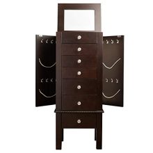Elegant Hives and Honey 'Crystal' Jewelry Armoire - Espresso Finish with Necklace Hooks, Pull-Out Drawers & Ample Storage