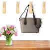 4 Pieces Wooden Coat Hooks Wall-Mounted Natural Wood