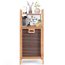 Giantex Laundry Hamper Bamboo Freestanding W/Shelf