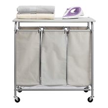 Sorter Cart with Foldable Ironing Board with Transparent Net