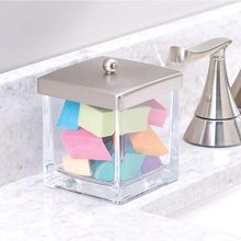 mDesign Modern Glass Square Bathroom Vanity Countertop Storage Organizer