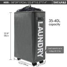 Rolling Slim Laundry Basket with Handle on Wheels
