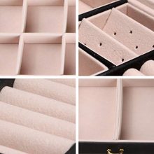 Elegant Jewelry Box Organizer for Women with Lock & Mirror - Perfect Gift for Her - Black