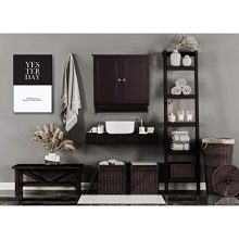 Coffee Brown Wall Mounted Medicine Cabine with Two Doors and Shelves