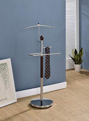 King's Brand Wood & Metal Suit Valet Rack Stand Organizer