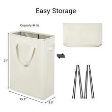 Slim Laundry Hamper with Handles - 45L Collapsible Basket for Compact Storage and Easy Transport