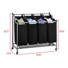4-Bag Rolling Laundry Sorter Cart – Heavy-Duty 60KG Capacity Hamper