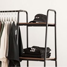 IRIS USA Metal Garment Rack with Wood Shelves