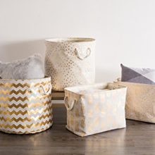 DII Gold Print Collapsible Polyester Storage Bin