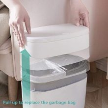 10L Plastic Trash Can with Lid – Space-Saving Waste Basket for Bathroom, Kitchen, Office