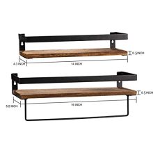 Bathroom Storage Shelf Wall Mounted Set of 2,Rustic Wood Floating Shelves