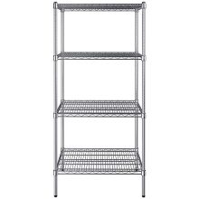 24 inch x 30 inch Chrome Wire 4 Shelf Kit with 64 inch Posts.