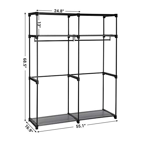 Closet Storage Organizer Portable Wardrobe with Hanging Rods