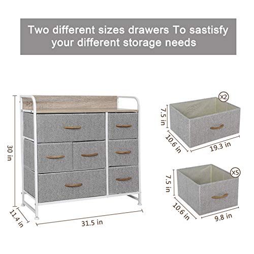 Wide Chest of Drawers with Wooden Top & Handles