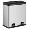 Costzon Double Compartment Classified Step Trash Can