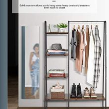 Clothing Rack with 5 Wood Shelves and Hanging Bar