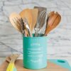 Charming Turquoise Utensil Crock - Stylish Storage for Your Kitchen Tools