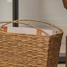 Handcrafted Wicker Storage Basket with Curved Handles – Natural Magazine Holder & Home Organizer