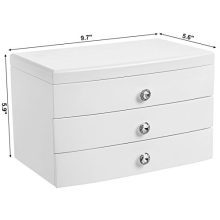 3-Tier Wooden Jewelry Case Jewelry Organizer with Large Mirror