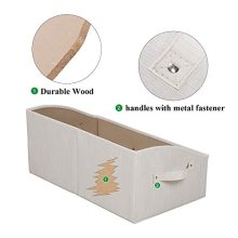Trapezoid Storage Baskets - Collapsible Bamboo Cotton Fabric Bins for Shelves, Set of 3, Stylish Organization with Attached Handles