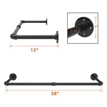 Industrial Pipe Clothes Rack, Heavy Duty Wall Mounted