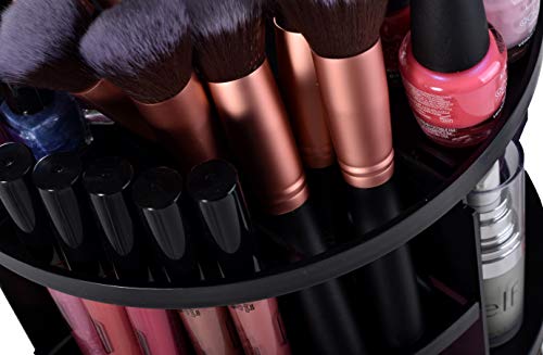 360 Rotating Makeup Organizer - Adjustable Shelf Height and Fully Rotatable.
