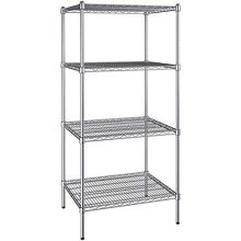 24 inch x 30 inch Chrome Wire 4 Shelf Kit with 64 inch Posts.