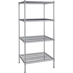 24 inch x 30 inch Chrome Wire 4 Shelf Kit with 64 inch Posts.