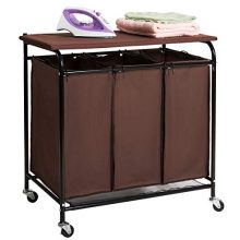 Marble Field 3-Bag Heavy-Duty Rolling Laundry Cart