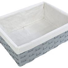 5-Piece Wicker Weave Utility Storage Baskets - Grey Bins for Shelves and Closets