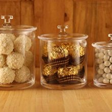 Premium Acrylic Apothecary Jars Set of 3 - Elegant Storage Canisters for Lavatory, Kitchen, and More