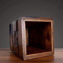 Handmade Solid Wood Vintage Recycle Bin for Home & Office – Elegant Square Design