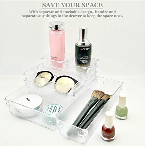 16 PCS Drawer Organizer Plastic Makeup Bathroom Drawer Organizer