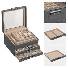 SONGMICS Jewelry Box with Glass Lid