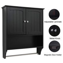 Wall Bathroom Cabinet with 1 Adjustable Shelf & Towels Bar