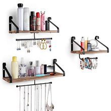 Keebofly Jewelry Organizer Wall Mounted Rustic Wood