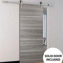 Barn Sliding Grey Door 42 x 84 with Stainless Steel Hardware