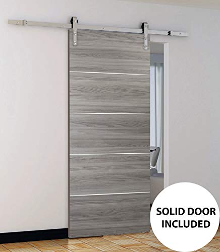 Barn Sliding Grey Door 42 x 84 with Stainless Steel Hardware