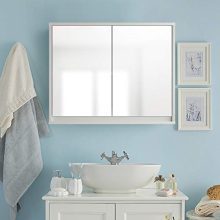 Wall-Mounted Storage Cabinet with Double Mirror Doors