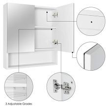 Wall Mirror Cabinet with Double Doors and Adjustable Shelf