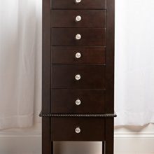 Elegant Hives and Honey 'Crystal' Jewelry Armoire - Espresso Finish with Necklace Hooks, Pull-Out Drawers & Ample Storage
