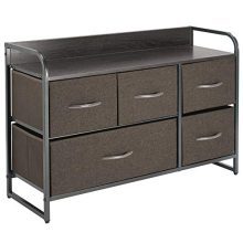 Dresser Storage Chest, Sturdy Steel Frame, Wood Top & Handles
