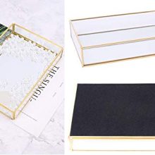 Sooyee Gold Tray Mirror, Rectangle Mirror Tray can Hold Perfume