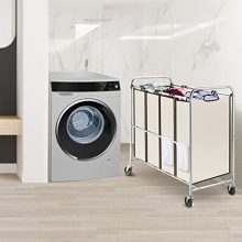Simple Trending Heavy Duty 4-Bag, Laundry Hamper Sorter Cart
