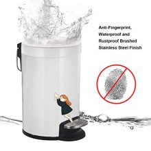 Mini Trash Can with Soft Close Lid – Anti-Fingerprint Stainless Steel Pedal, Removable Inner Wastebasket, 0.8Gal for Bathroom & Small Spaces