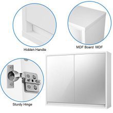 Wall-Mounted Storage Cabinet with Double Mirror Doors