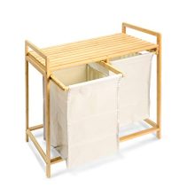 Laundry Hamper and Shelf 2 Sections Laundry Basket